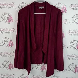 JM Collection cardigan wine 🍷 purple red faux suede Rich Burgundy Cardigan